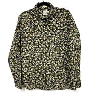 J Crew Shirt Men's Large Dark Floral Cotton Secret Wash Slim Button-Down Casual‎